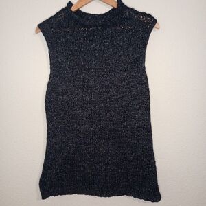 United colors of benetton mock neck open knit sleeveless sweater top